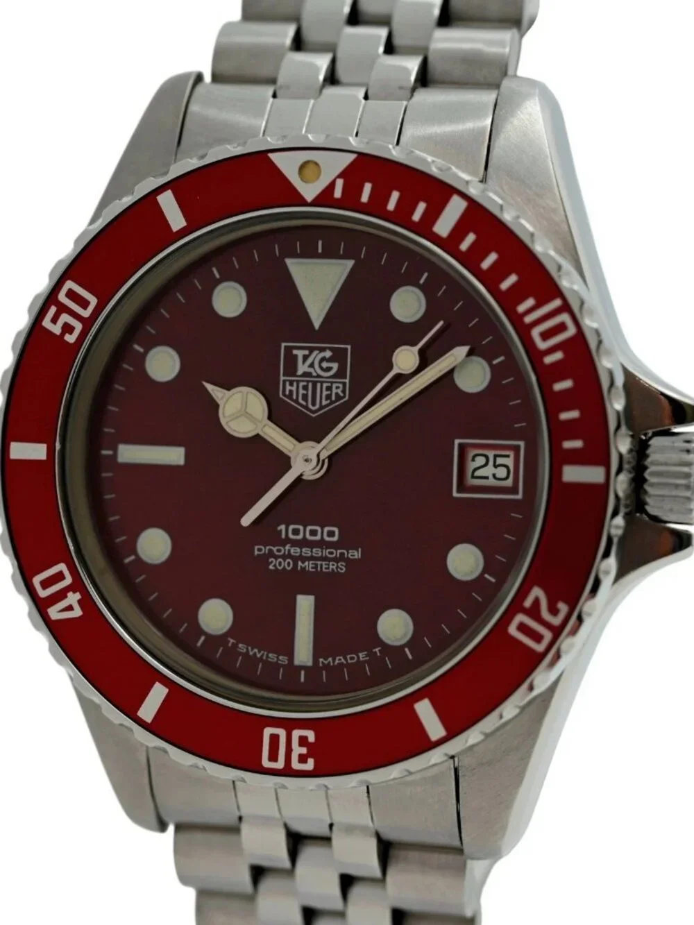 Tag Heuer 37mm Men's 1000 Series Red Dial Dive Jubilee Band JDM Watch 980.913 N